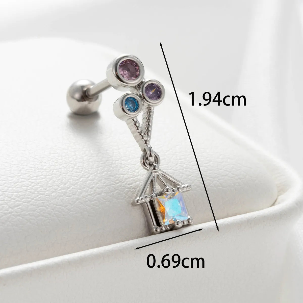 1 Piece Sweet Simple Style House Flower Inlay Copper Zircon Ear Studs Cartilage Earrings