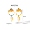 1 Piece Sweet Simple Style Korean Style Grain 304 Stainless Steel Freshwater Pearl 18K Gold Plated Drop Earrings