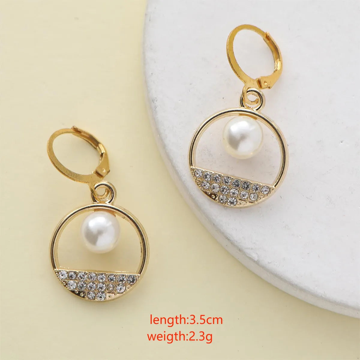 1 Piece Sweet Simple Style Round Letter Bow Knot Hollow Out Inlay Alloy Pearl Zircon Drop Earrings