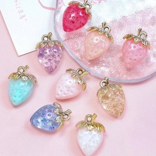 1 Piece Sweet Strawberry Arylic Artificial Crystal Pendant Jewelry Accessories