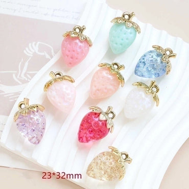 1 Piece Sweet Strawberry Arylic Artificial Crystal Pendant Jewelry Accessories