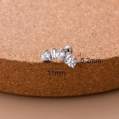 1 Piece Sweet Water Droplets Butterfly Plating Inlay Stainless Steel Zircon 18k Gold Plated Ear Studs