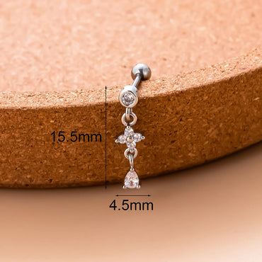 1 Piece Sweet Water Droplets Butterfly Plating Inlay Stainless Steel Zircon 18k Gold Plated Ear Studs