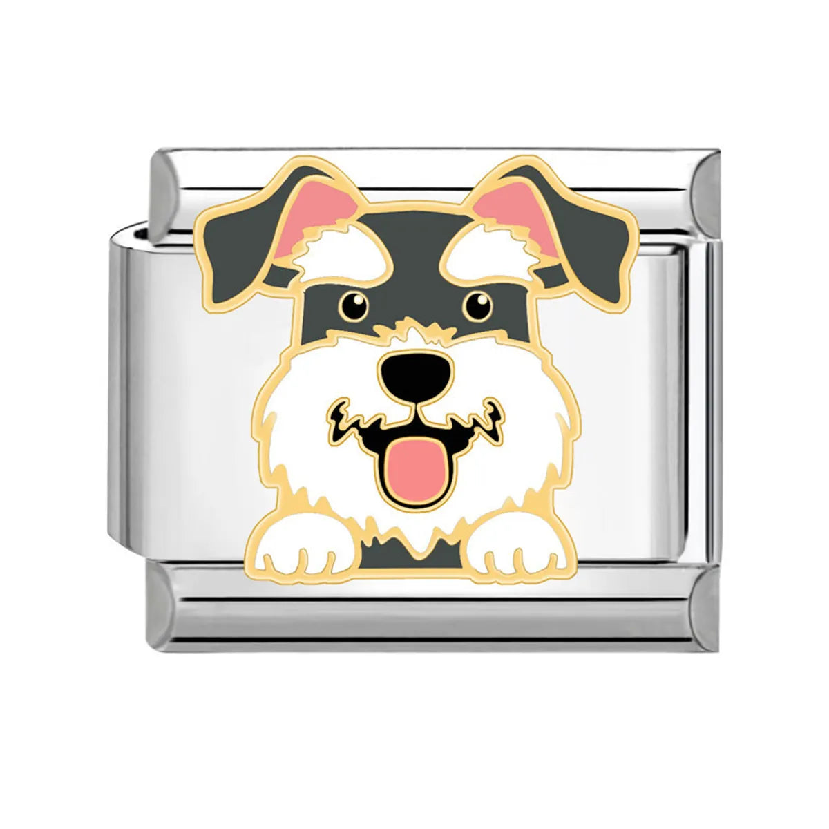 1 Piece Titanium Steel Cartoon Dog Cat Beads