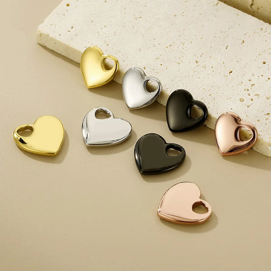 1 Piece Titanium Steel 18K Gold Plated Heart Shape Polished Pendant