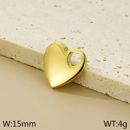 1 Piece Titanium Steel 18K Gold Plated Heart Shape Polished Pendant