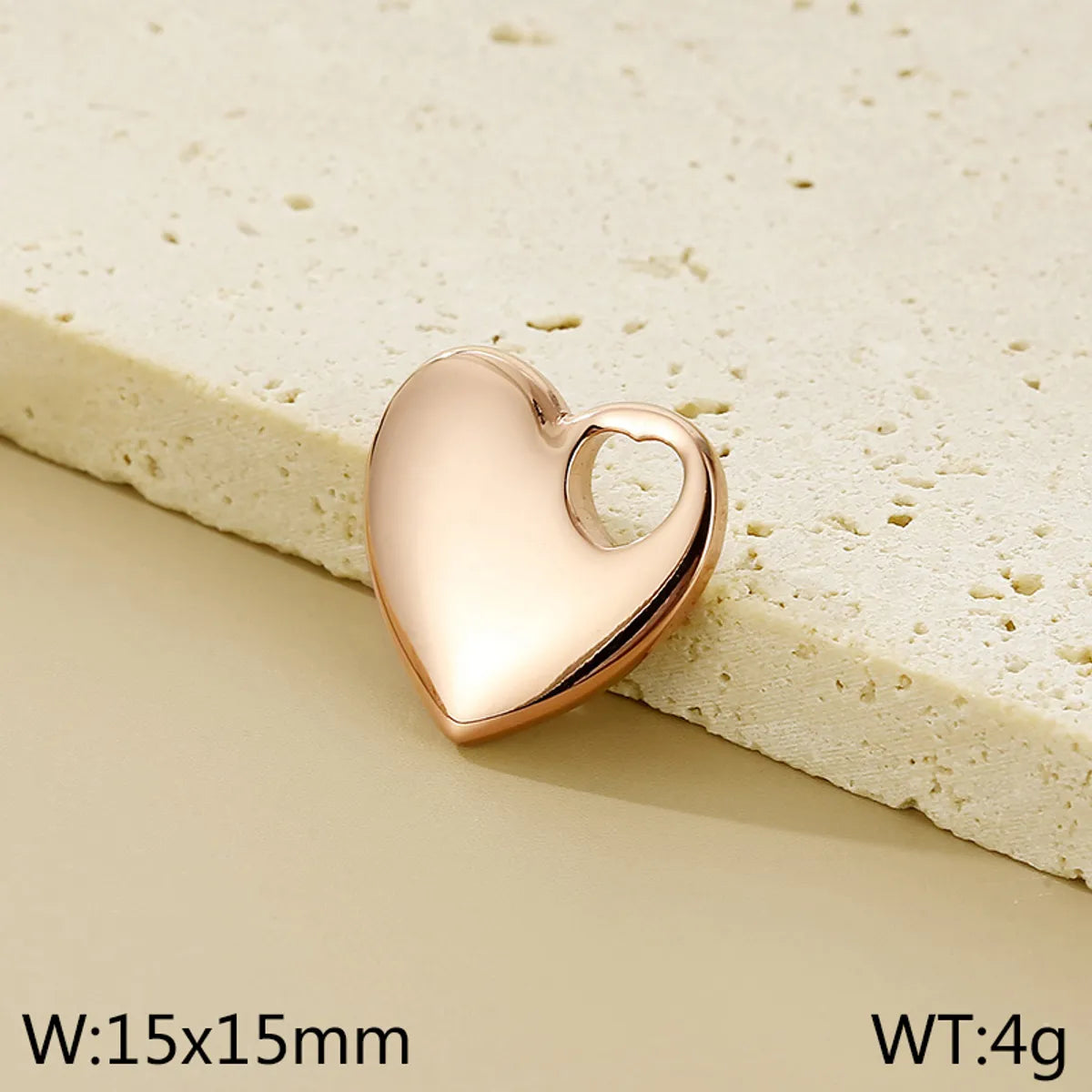 1 Piece Titanium Steel 18K Gold Plated Heart Shape Polished Pendant