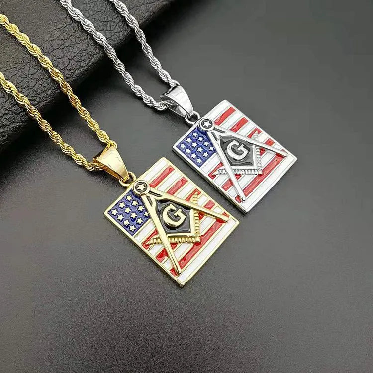 1 Piece Titanium Steel Letter American Flag Pendant