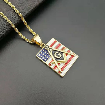 1 Piece Titanium Steel Letter American Flag Pendant