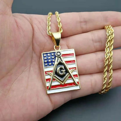 1 Piece Titanium Steel Letter American Flag Pendant