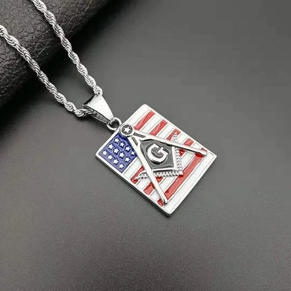 1 Piece Titanium Steel Letter American Flag Pendant