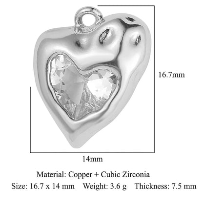 1 Piece Titanium Steel Rhinestones Heart Shape Pendant