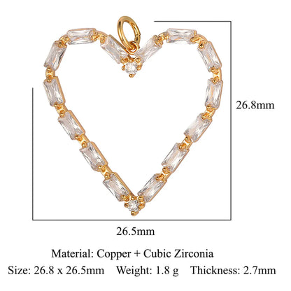 1 Piece Titanium Steel Rhinestones Heart Shape Pendant