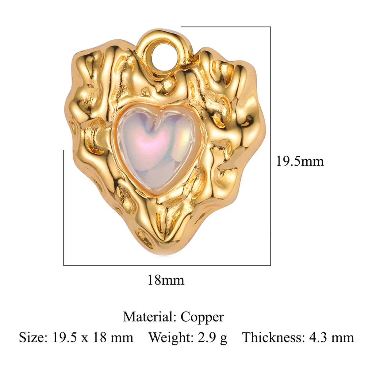 1 Piece Titanium Steel Rhinestones Heart Shape Pendant