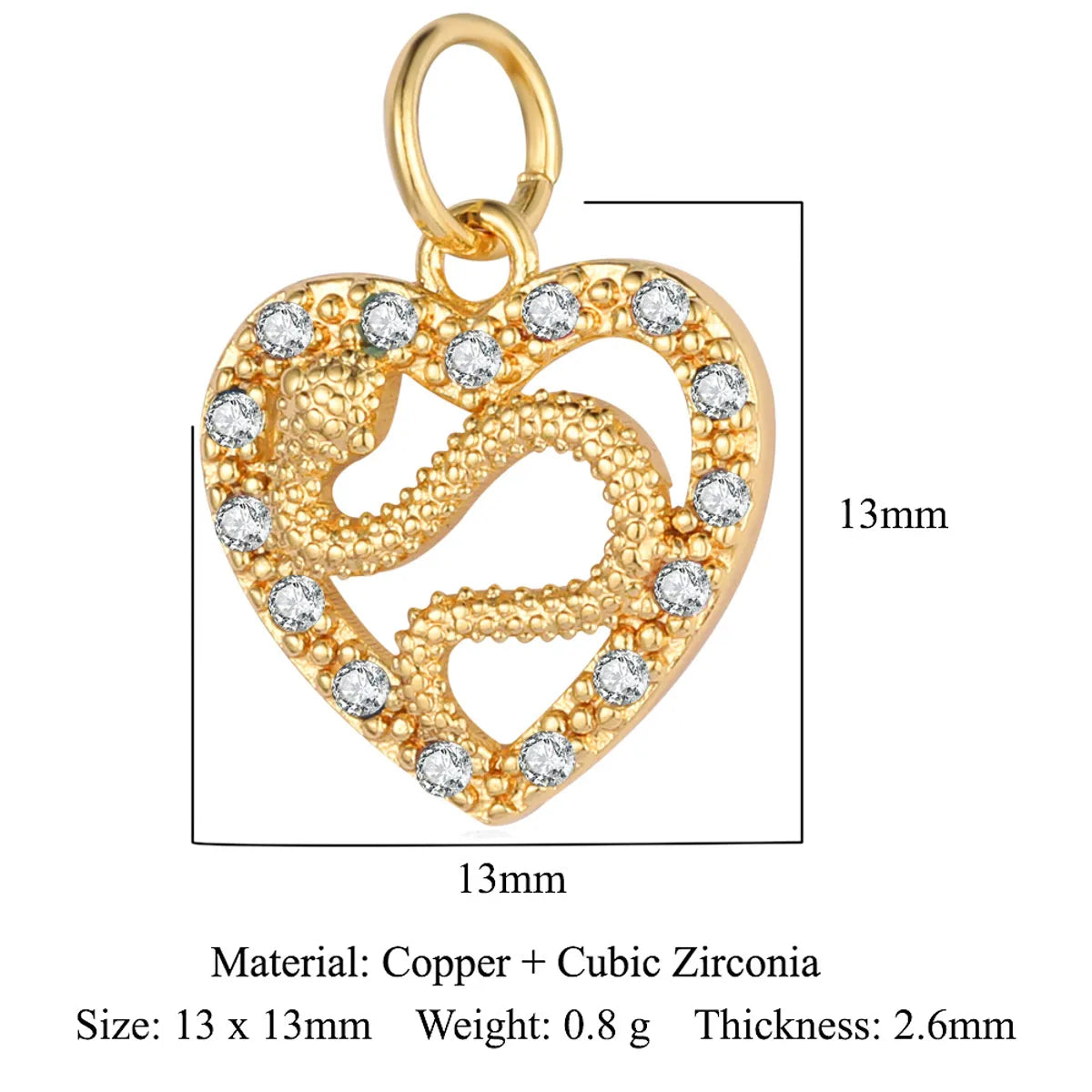 1 Piece Titanium Steel Rhinestones Heart Shape Pendant