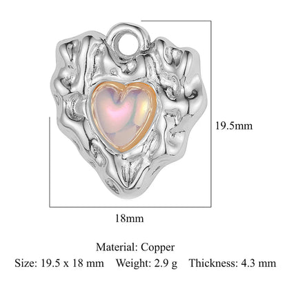 1 Piece Titanium Steel Rhinestones Heart Shape Pendant