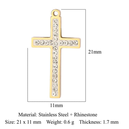 1 Piece Titanium Steel Rhinestones Plating Inlay Pendant