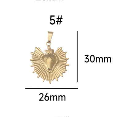 1 Piece Titanium Steel Sun Moon Heart Shape Pendant