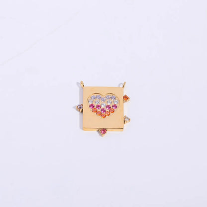 1 Piece 304 Stainless Steel Titanium Steel Zircon Gold Plated Heart Shape Butterfly Pendant Chain