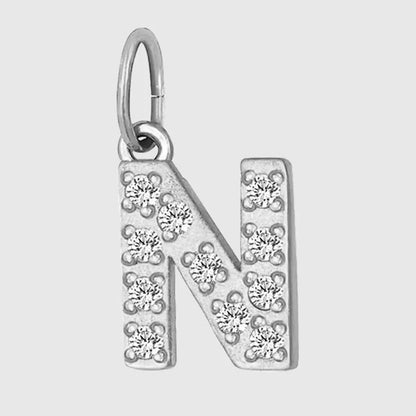 1 Piece Titanium Steel Zircon Letter Pendant