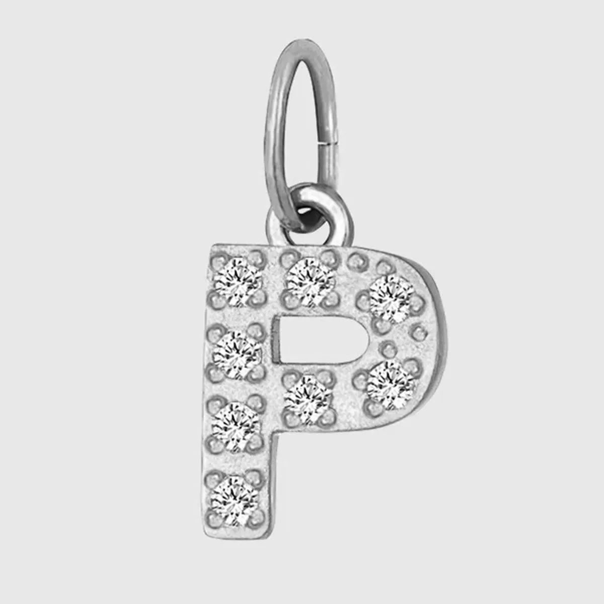 1 Piece Titanium Steel Zircon Letter Pendant