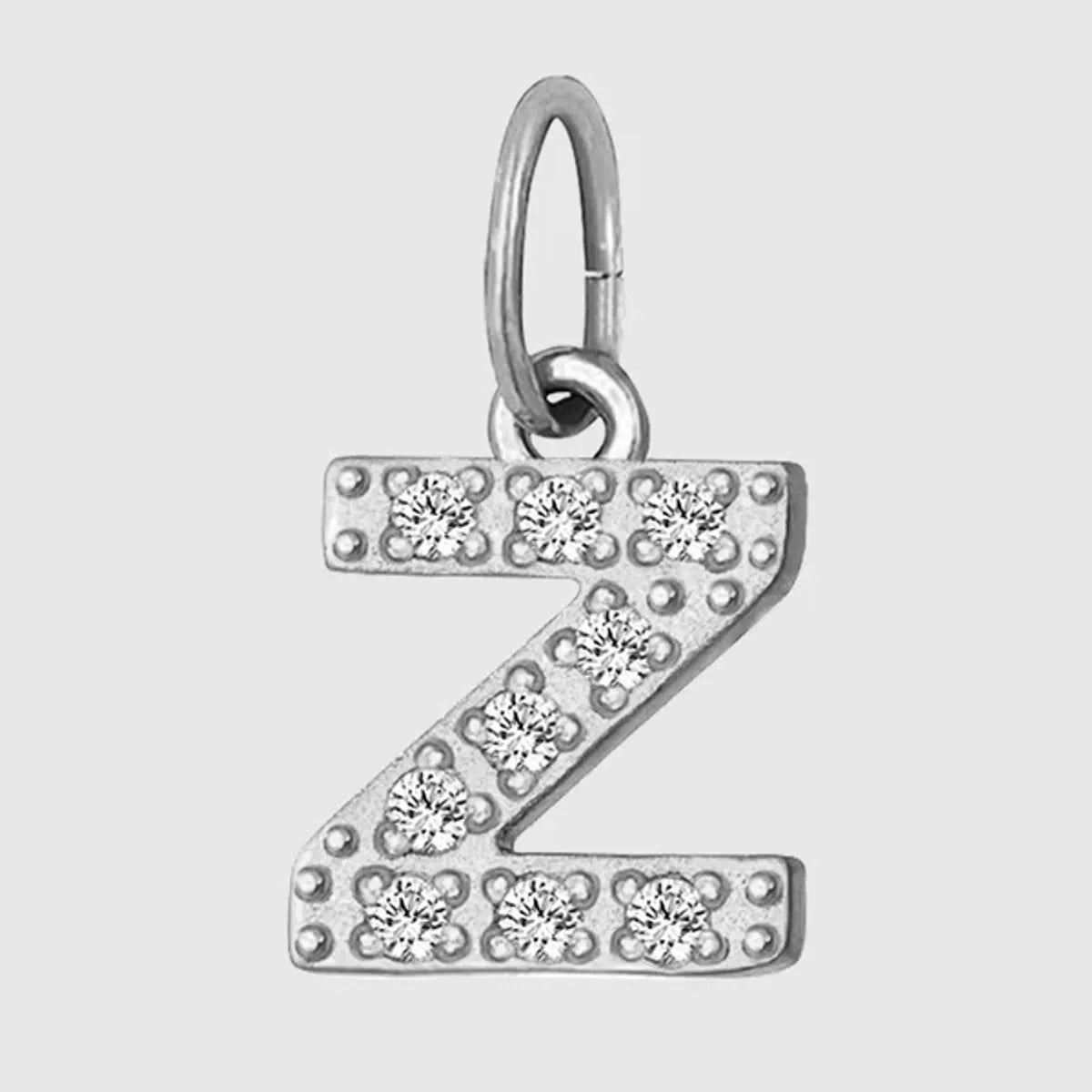 1 Piece Titanium Steel Zircon Letter Pendant