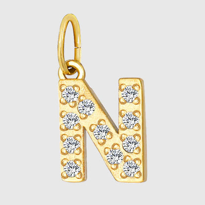 1 Piece Titanium Steel Zircon Letter Pendant