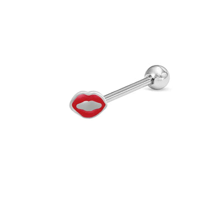 1 Piece Tongue Rings Cute Tropical Simple Style Lips Fruit Stainless Steel Copper Epoxy Lacquer Painting Inlay Acrylic White Gold Plated Tongue Rings