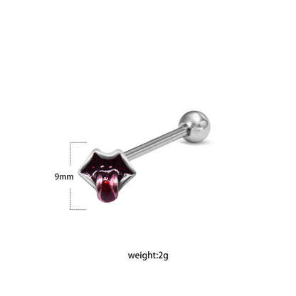 1 Piece Tongue Rings Hip-Hop Exaggerated Punk Wings Skull Stainless Steel Alloy Copper Inlay Zircon White Gold Plated Tongue Rings