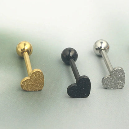 1 Piece Tongue Rings Romantic Sweet Heart Shape Stainless Steel Tongue Nail