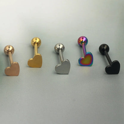 1 Piece Tongue Rings Simple Style Heart Shape Solid Color 304 Stainless Steel Plating Gold Plated Tongue Rings