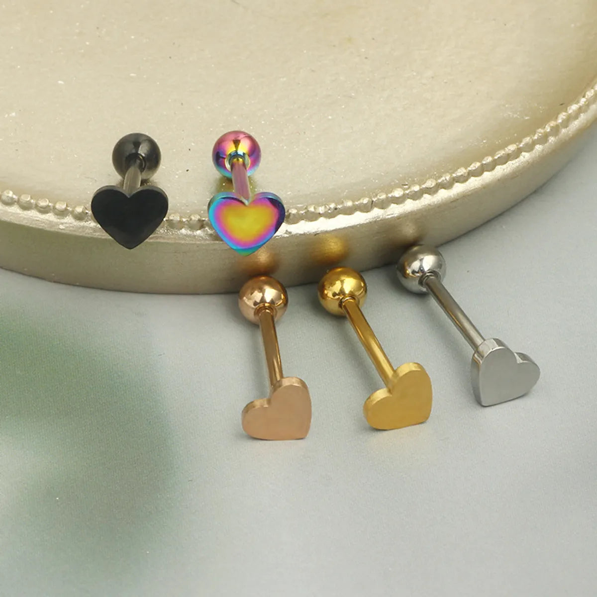 1 Piece Tongue Rings Simple Style Heart Shape Solid Color 304 Stainless Steel Plating Gold Plated Tongue Rings