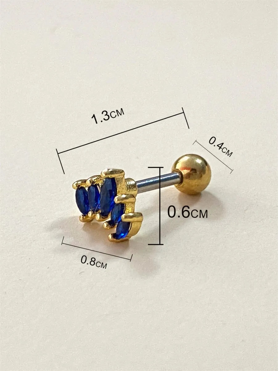 1 Piece Vacation Classic Style Shiny Petal Plating Inlay Stainless Steel Copper Zircon White Gold Plated Gold Plated Silver Plated Ear Studs Tongue Nail