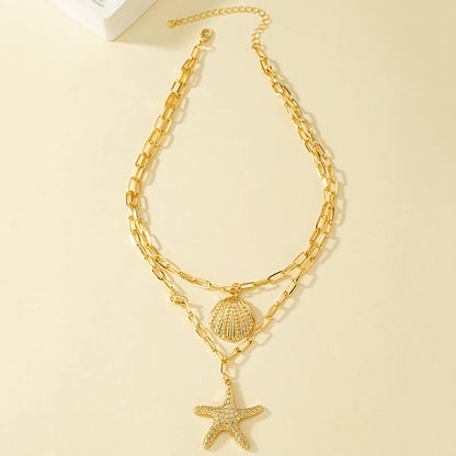 Vacation Starfish Shell Alloy Wholesale Pendant Necklace