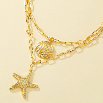 Vacation Starfish Shell Alloy Wholesale Pendant Necklace