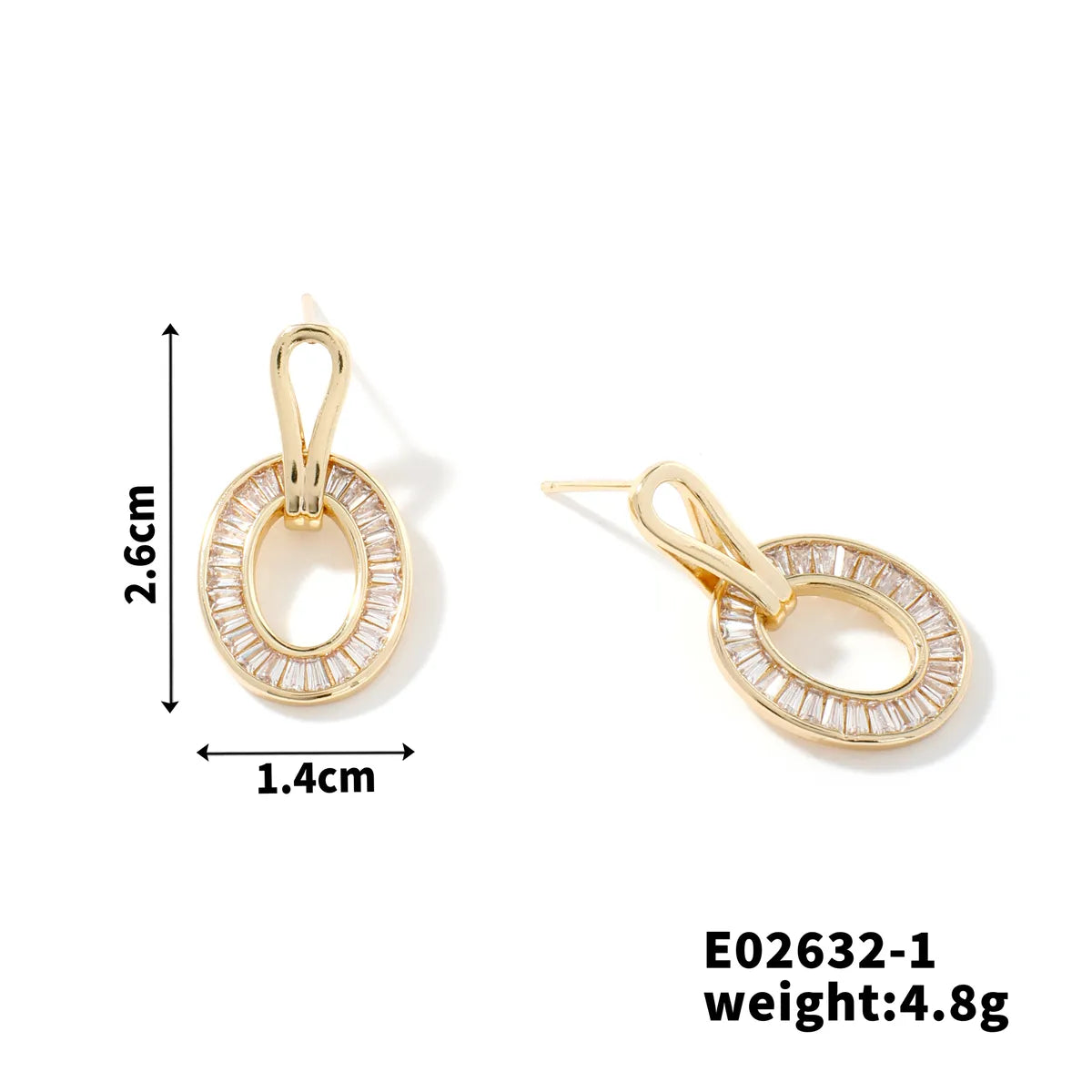 1 Piece Vacation Tropical Shiny Geometric Solid Color Inlay Copper Zircon K Gold Plated Earrings Ear Studs