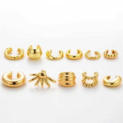 1 Piece Vintage Style Cool Style C Shape Geometric Plating Copper 18k Gold Plated Ear Studs