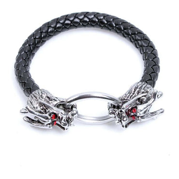 1 Piece Vintage Style Dragon Pu Leather Alloy Handmade Men's Bracelets