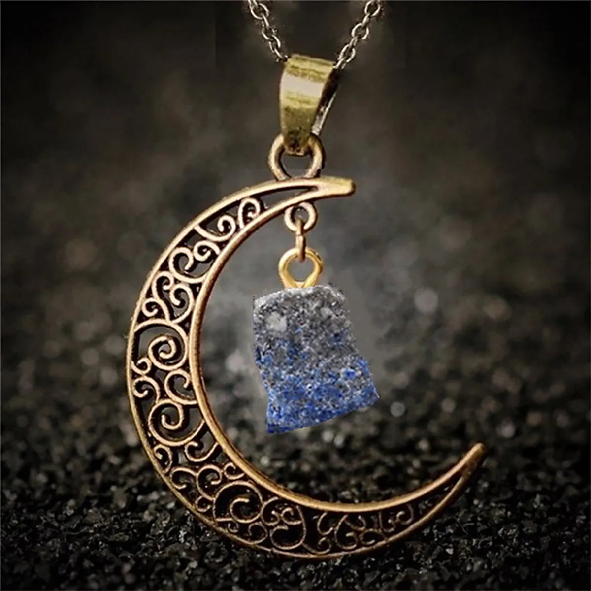 Vintage Style Ethnic Style Moon Alloy Inlay Natural Stone Crystal Women's Pendant Necklace