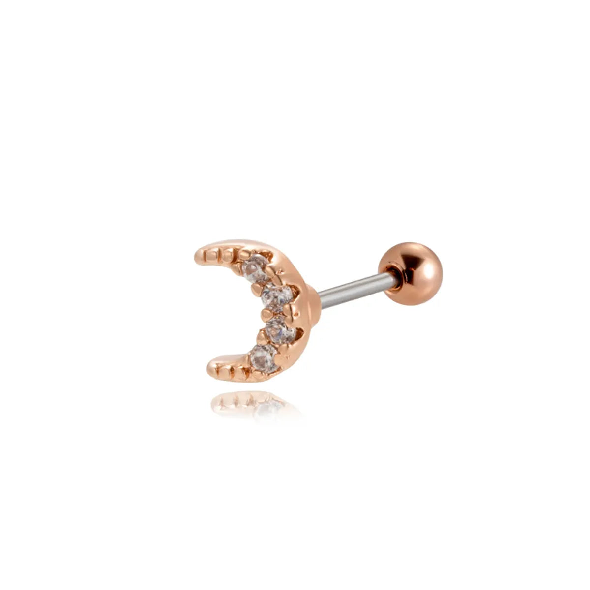 1 Piece Ear Cartilage Rings & Studs Vintage Style French Style Simple Style Moon Heart Shape Butterfly 316 Stainless Steel  Copper Plating Inlay Zircon