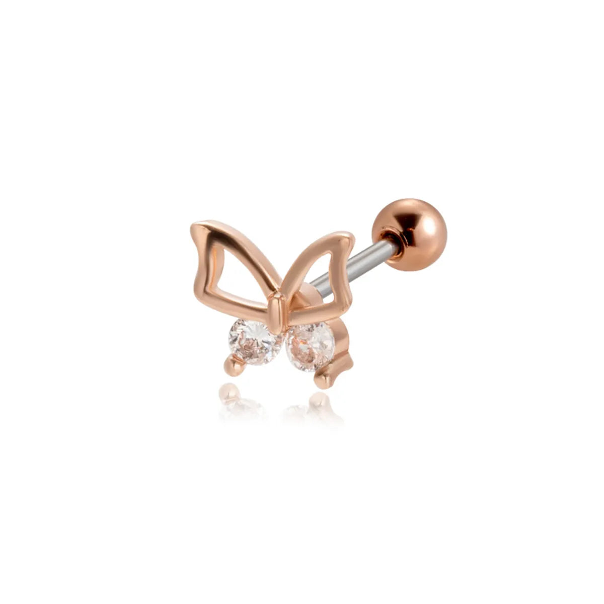 1 Piece Ear Cartilage Rings & Studs Vintage Style French Style Simple Style Moon Heart Shape Butterfly 316 Stainless Steel  Copper Plating Inlay Zircon