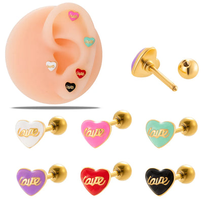 1 Piece Vintage Style Heart Shape Plating Stainless Steel Copper Ear Studs