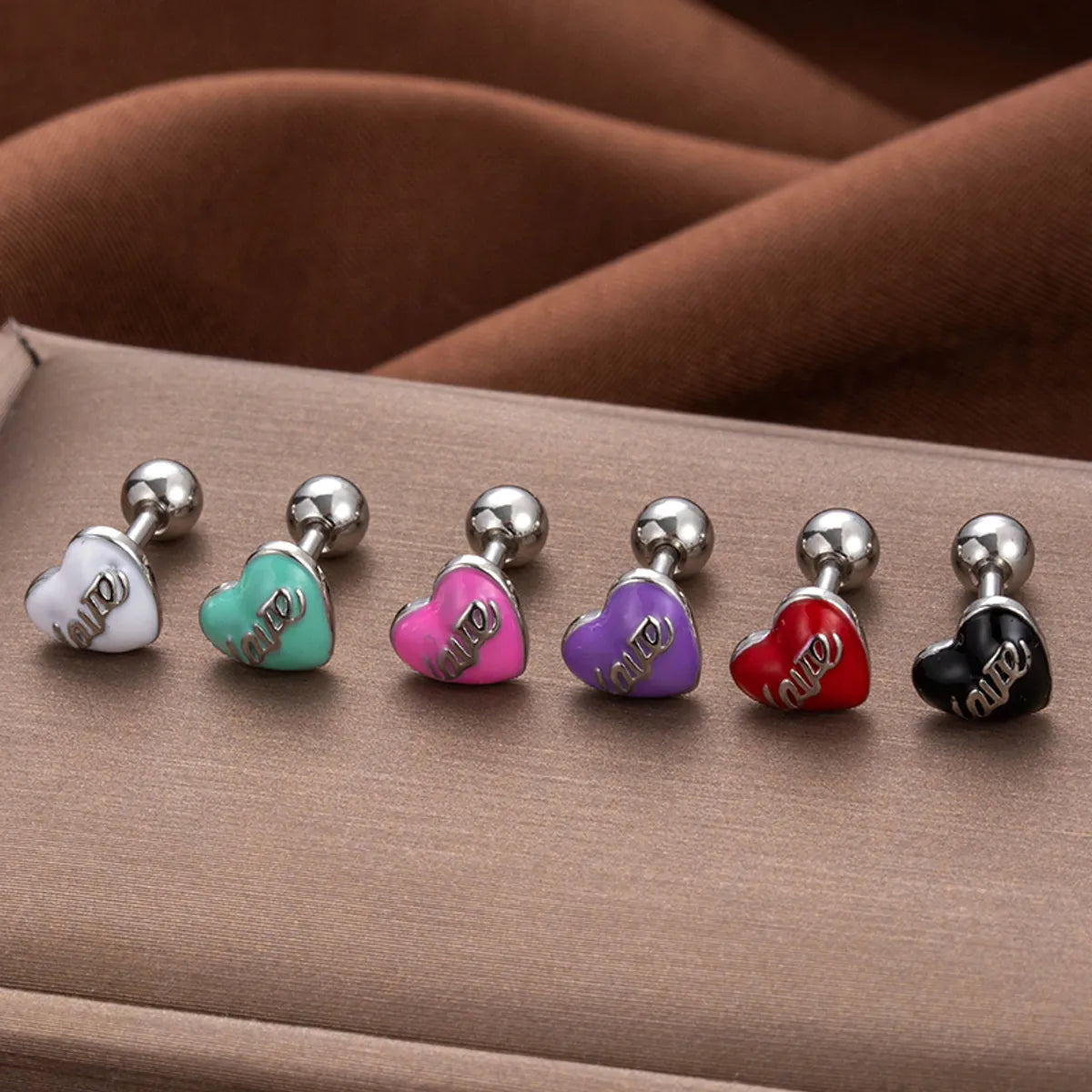 1 Piece Vintage Style Heart Shape Plating Stainless Steel Copper Ear Studs