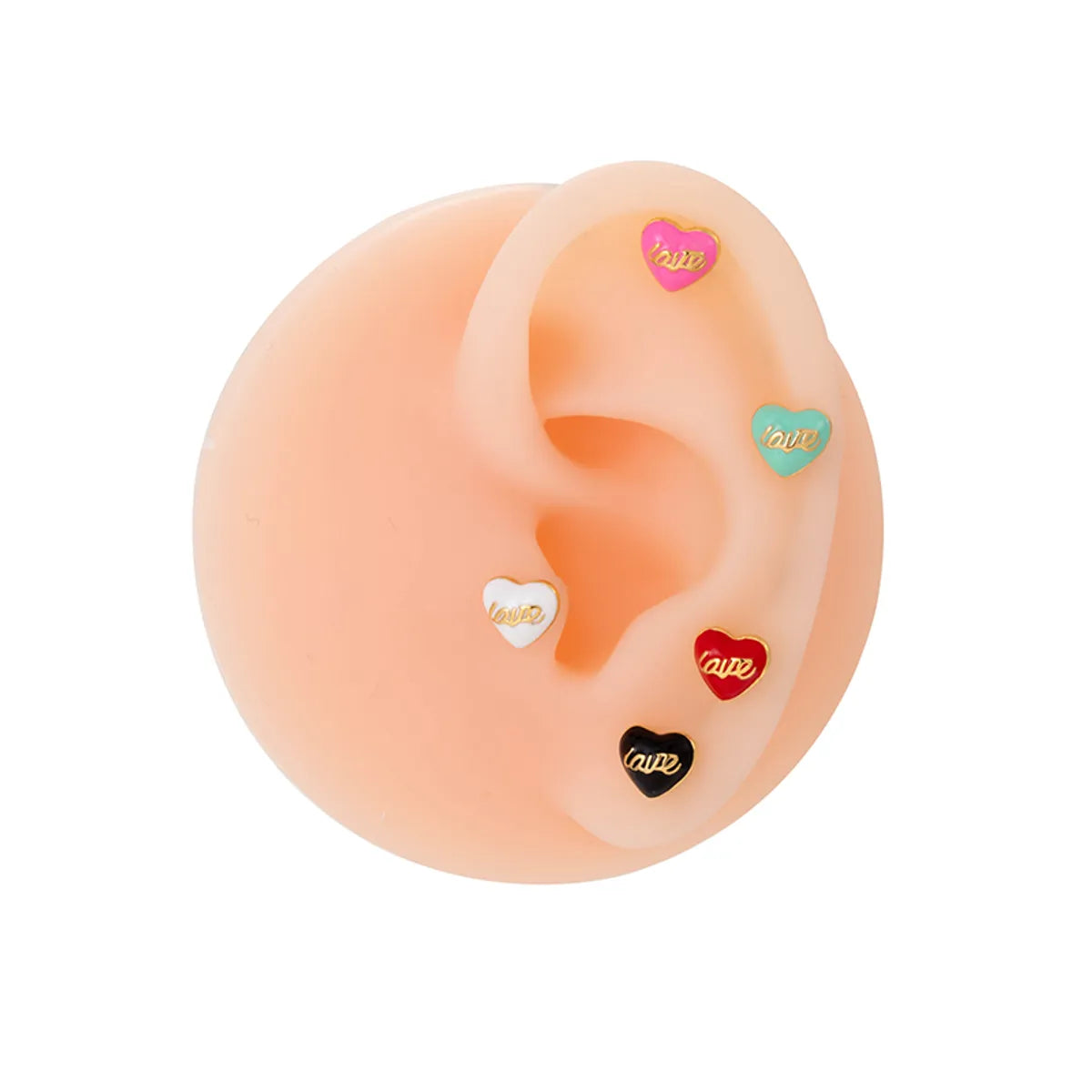 1 Piece Vintage Style Heart Shape Plating Stainless Steel Copper Ear Studs