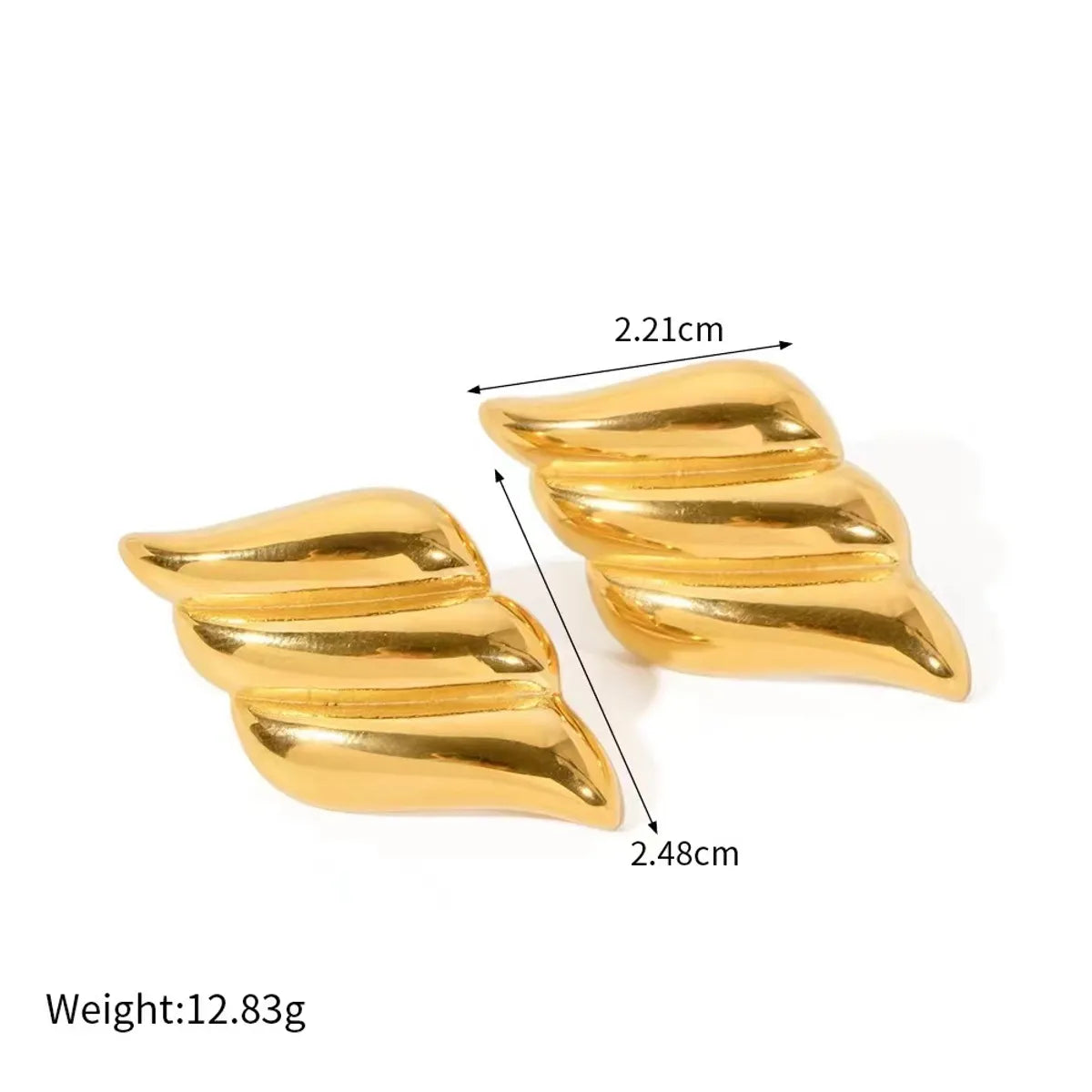 1 Piece Vintage Style Petal Plating Stainless Steel 18K Gold Plated Ear Studs