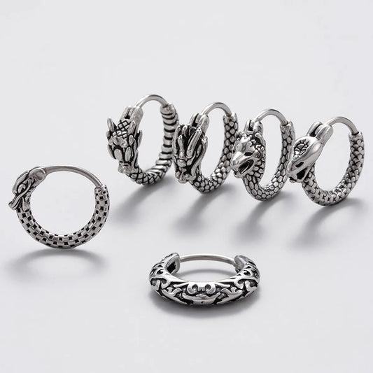 1 Piece Vintage Style Simple Style Snake Dragon 316 Stainless Steel  Ear Studs