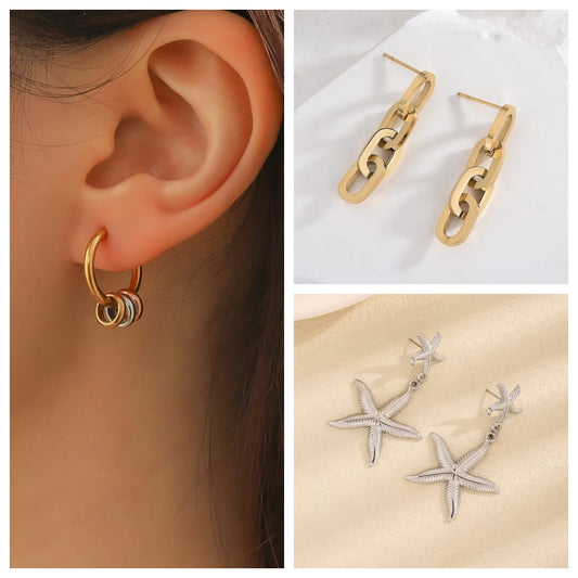 1 Piece Vintage Style Simple Style Starfish 304 Stainless Steel 18K Gold Plated Drop Earrings Earrings