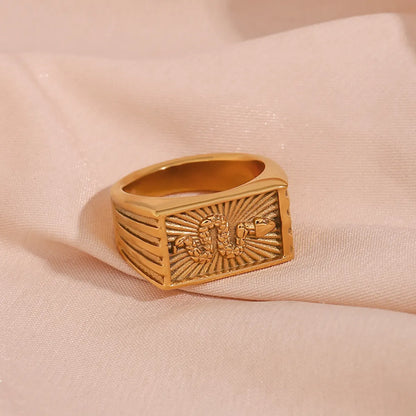 Wholesale Jewelry Vintage Style Snake 304 Stainless Steel 18K Gold Plated Plating Wide Band Ring