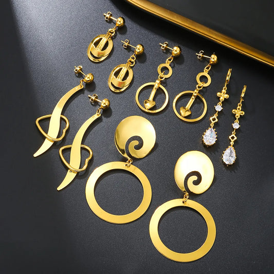 1 Piece Vintage Style Water Droplets Plating Stainless Steel Copper 18k Gold Plated Drop Earrings