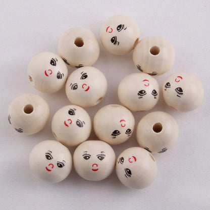 1 Piece Wood Emoji Face Beads